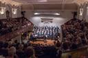 Male voice choir Cantorion Gogledd Cymru  performing in Y Tabernacle, machynlleth.