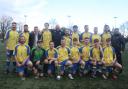 Montgomery Town players and officials with the Emrys Morgan Cup. Picture by Stuart Townsend.