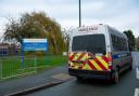 A patient transport ambulance outside the Royal Shrewsbury Hospital, Shropshire.  PA Photo.  Shrewsbury. Photo credit: Jacob King/PA Wire.