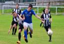 Action from Caersws' Ardal North East League clash at Bow Street. Picture by Beverley Hemmings,