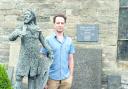 Matthew Rhys at memorial to Owain Glyndwr in Pennal.