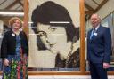 Laura Ashley Vice President Poppy Marshall Lawton, who is leading the brand's revival, unveiled an American-made quilt of the Welsh-born fashion designer alongside the High Sheriff of Powys Tom Jones at Newtown Library on International Women's Day.