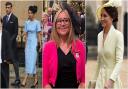 Prime Minister' wife Akshata Murty (left) and the Princess of Wales' sister Pippa Middleton (right) wore outfits designed by Meifod fashion designer Claire Mischevani. British Empire Medallist Violet McLellan inside Westminster Abbey