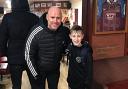 Jack Davies from Bishop's Castle with Wales manager Rob Page.