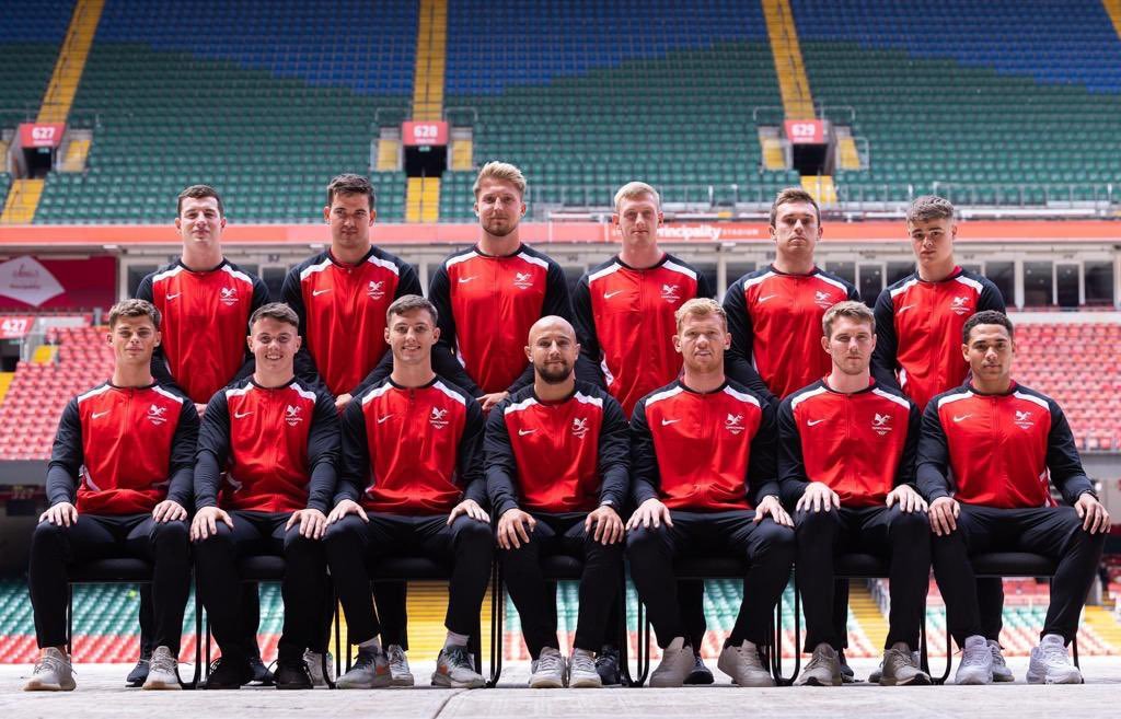 Tom Williams and the Wales Rugby 7s squad for the 2022 Commonwealth Games in Birmingham. Picture by Team Wales