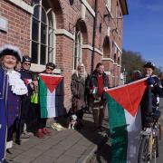 Dignitaries welcome the Big Ride for Palestine riders.