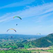 Paragliding, overlooking Welshpool. Picture: Anna Sant