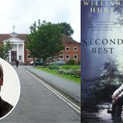 William Hurt (inset) filmed on the grounds of Newtown Town Hall.