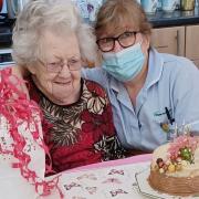 Former Red Cross nurse Nance Griffiths celebrates 103rd birthday at Maes y Wennol care home in Llanidloes