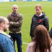 Ian Green (right) at an event at Twickenham with Prince Harry and Gareth Thomas.