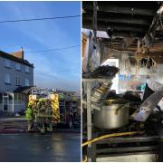 Firefighters were outside The Raj at Forden where a kitchen fire broke out following an electric fault that ignited the roof's insulation. Pictures by Anwen Parry/Powys County Times.