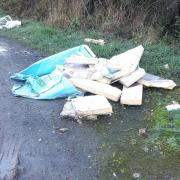 DIY building material that was left in the ‘devil’s elbow’ hair-pin bend layby (near Dolfor) of the A483 trunk road.