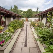 The garden at Maes-y-Wennol Care Home in Llanidloes.
