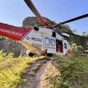 A coastguard helicopter was sent to rescue the climber near Llanymynech Rocks