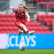 Carrie Jones of Bristol City passes the ball as Bristol City Women play Leicester City Women in a Barclays Women's Super League fixture on October 01, 2023 at Ashton Gate in Bristol, England. (Photo by Andy Watts/Bristol City)