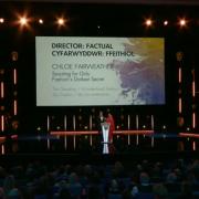 Chloe Fairweather is announced as the winner of the best factual director award at BAFTA Cymru 2023.