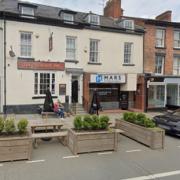 Outdoor seating at The Pheasant, Welshpool.