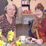 Diana Allen and Ruth Weston enjoying home-made cake at the LoT launch