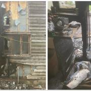 Fire damage at a property in the Clunton area near the Powys border.