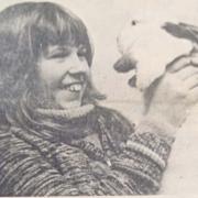 Nine year old Caroline Cochrane with her pet rabbit Twinkle in 1977.