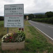A welcome to Rhayader sign..