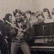 A sponsored piano smash in Maesyrhandir in Newtown in 1977.