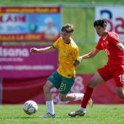 Rhys Williams in action for Australia U17s.