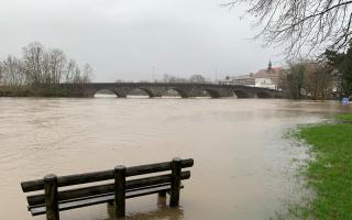 The River Wye in Builth during flood