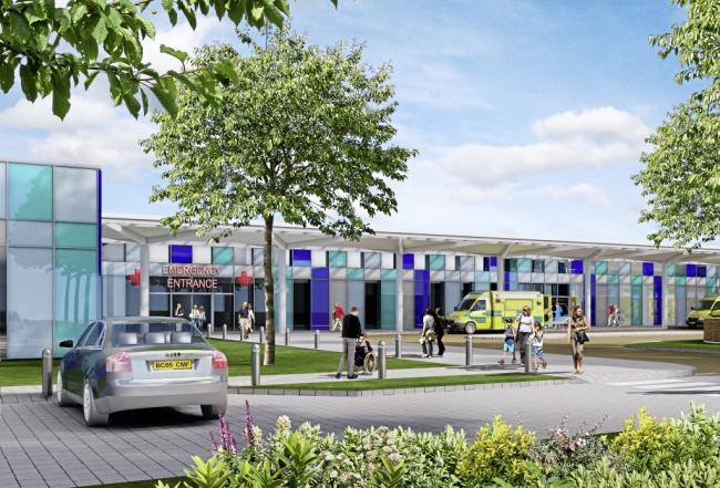 An artist's impression of how the new A&E centre could look if it is based at the Royal Hospital, Shrewsbury