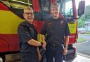 Aidan Roberts and David Roberts at Machynlleth Fire Station.