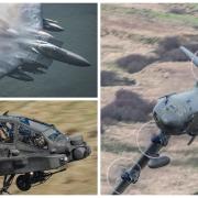 F-15 Eagle, Hercules and Apache helicopter seen at the Mach Loop. Pictures: David Lister Photography