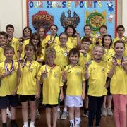 Ysgol Llanidloes pupils who took part in the Mid Powys School Swim Gala series.