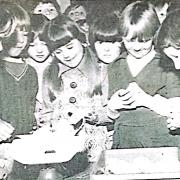 Maesyrhandir Primary School pupils celebrate Easter in 1977.
