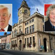 Cllrs Phil Pritchard and Estelle Bleivas were among those to leave the Welshpool Town Council meeting.