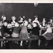 Children at a British Legion Christmas party in 1955 or 1956.