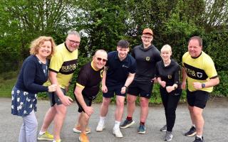 Pictured with organisers Helen Tuite (far l) and Adam Johnstone (far r) are Lloyd Jones, of Freedom Leisure, and Builth & District Running Club members Stuart Cripps, Liam Daly, Callum Morris and Gemma Edwards.Pic: Ted Edwards Photography