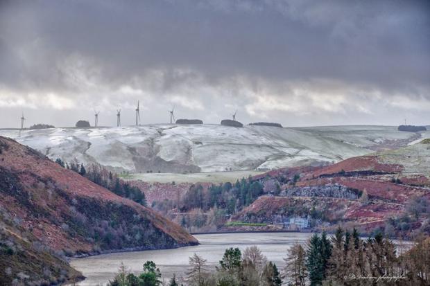 Camera Club regular, Norman Crisp sent this in and wrote: “A modern skyline on a January day at Llyn Clywedog in the Cambrian Mountains, Powys.”