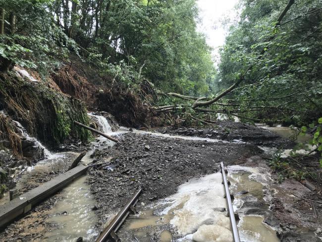 The Heart of Wales line was closed after heavy rainfall. Pic: National Rail.