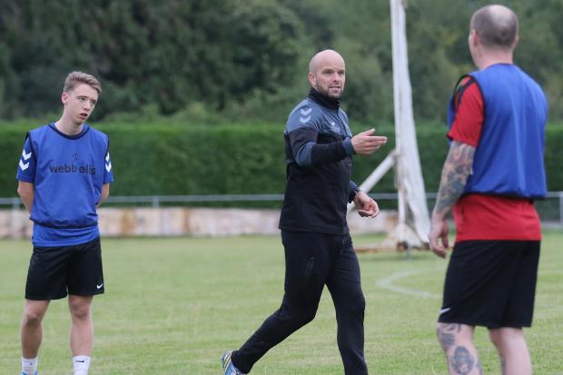 Welshpool Town Football Club had their first training session in four months last Wednesday 29th July 2020..Pictured is Welshpool Town Coach Gareth Watkins..Picture by Phil Blagg Photography..PB101-2020..