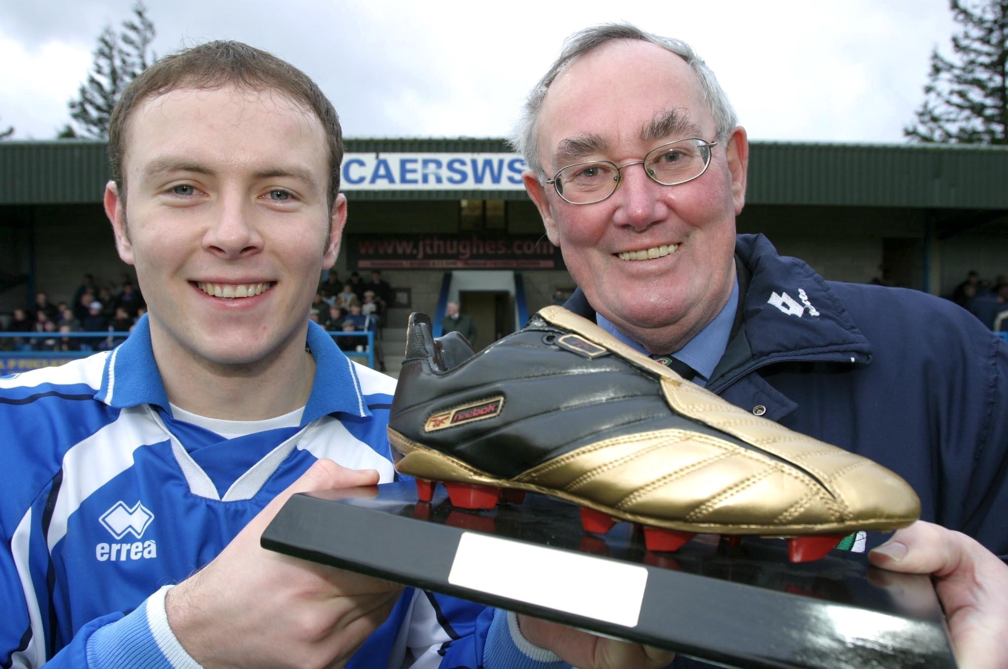 Throwback: Graham Evans from Caersws Football Club awarded the League of Wales Golden Boot for most goals last season 2003-04.