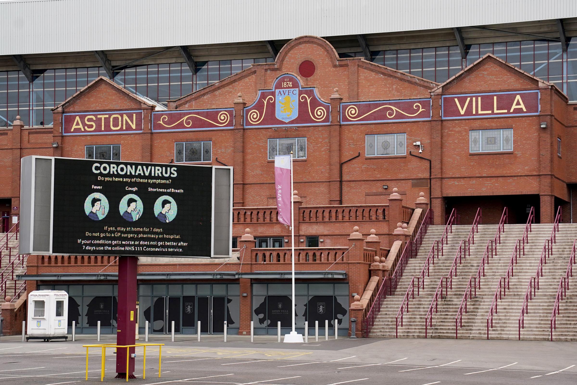 File photo dated 19-03-2020 of Villa Park, home of Aston Villa. PA Photo. Issue date: Thursday January 14, 2021. The Premier League has announced Sundays match between Aston Villa and Everton has been postponed. See PA story SOCCER Coronavirus. Photo cr