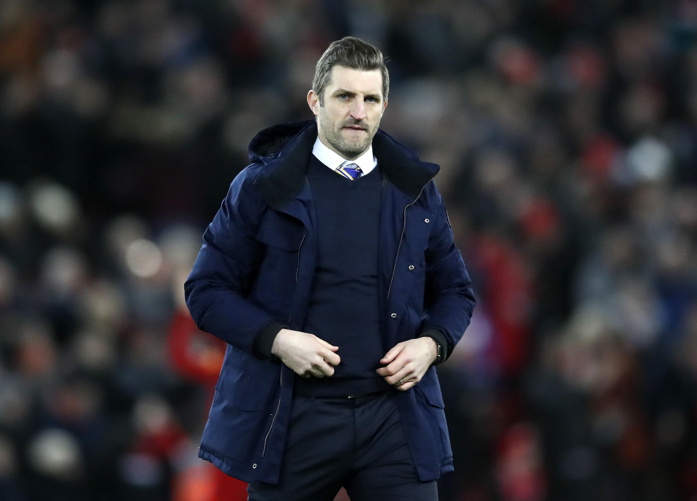 Shrewsbury Town manager Sam Ricketts after the FA Cup fourth round replay match at Anfield, Liverpool. PA Photo. Picture date: Tuesday February 4, 2020. See PA story SOCCER Liverpool. Photo credit should read: Martin Rickett/PA Wire. RESTRICTIONS: