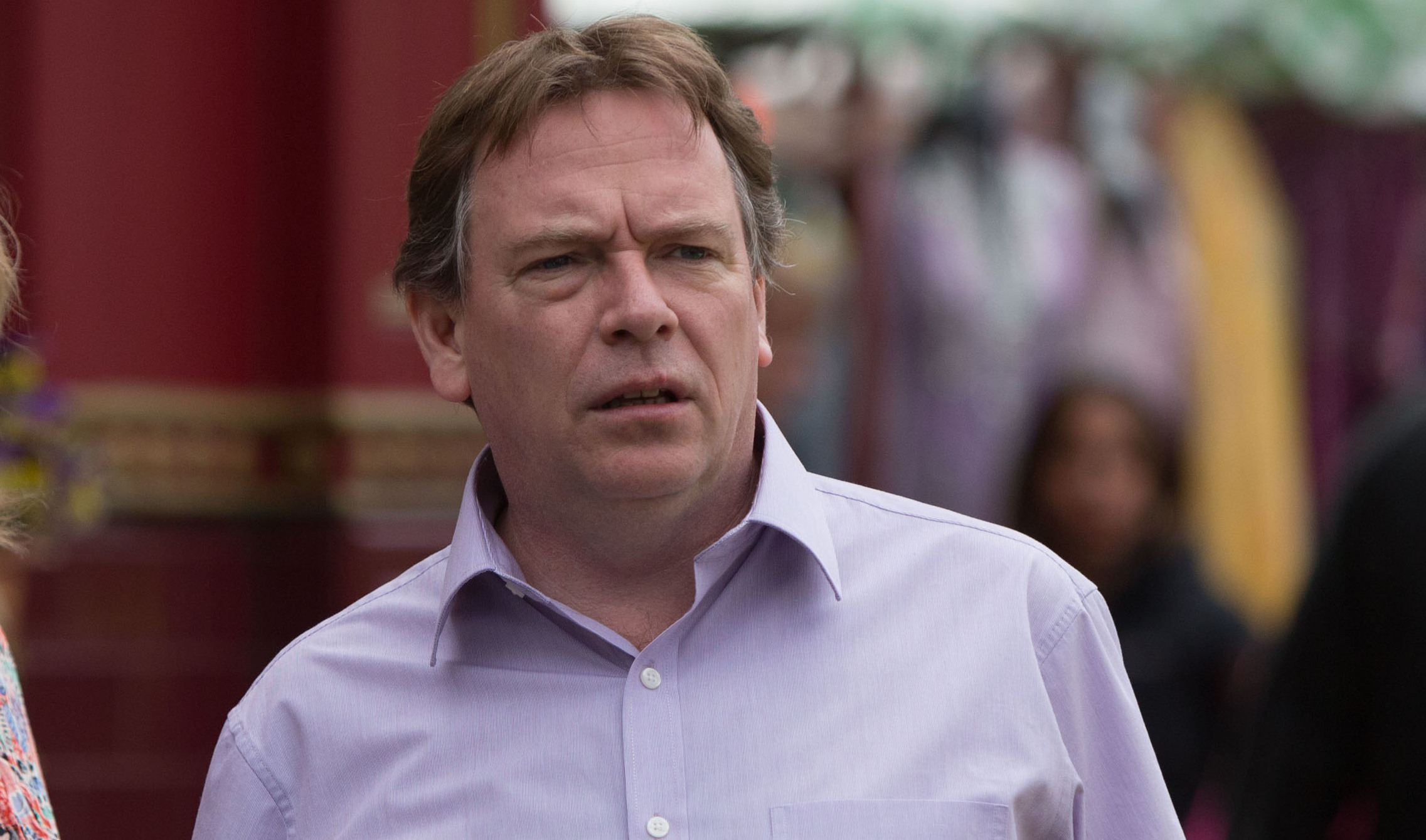 WARNING: Embargoed for publication until 07/07/2015 - Programme Name: EastEnders - TX: 17/07/2015 - Episode: 5104 (No. n/a) - Picture Shows: Ian and Jane are shocked to see the police. Jane Beale (LAURIE BRETT), Ian Beale (ADAM WOODYATT) - (C) BBC -