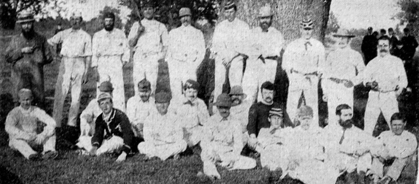 Photograph of the Montgomery Twenty-Two who defeated the United XI. Frank Cobden, the famous gentleman player, is the tall man in the middle of the back row.