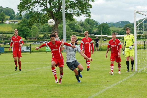 Action from Guilsfield's friendly clash with Chirk AAA. Picture by Darren Hyland.