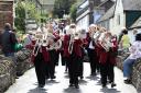 2012 Clun Carnival and Show.Pic is. The Knighton Silver Band leads carnival possession to the town square.RD208_2012-7
