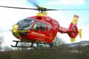 The air ambulance landed at the scene of the crash in Bishop's Castle.