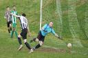 Action from Forden United's victory over Tregaron Turfs. Picture by Ian Francis.