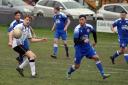 Action from Welshpool Town's clash with Cefn Albion. Picture by Gary Williams.