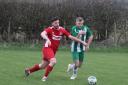 Action from Radnor Valley's clash with Knighton Town. Picture by Barcud-Coch Photography.
